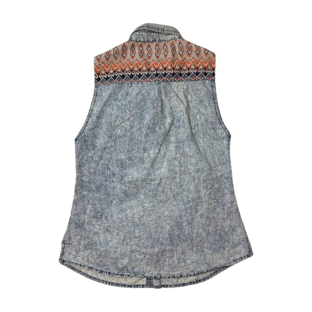 Miss Me Beaded Aztec Trim Denim Vest Women’s Large Blue Sleeveless 100% Cotton - Picture 3 of 13
